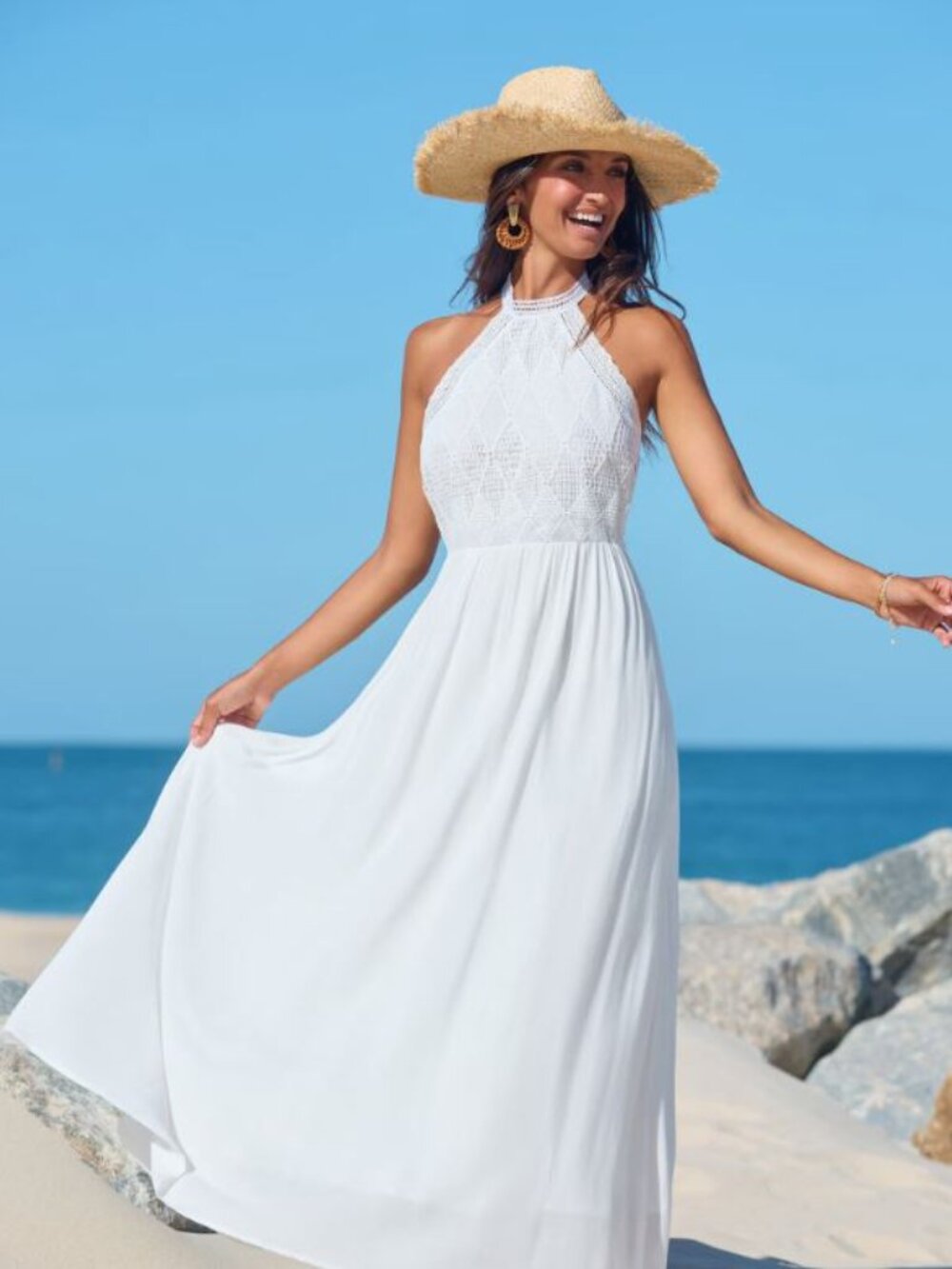 Cupshe Everlasting Charm Off White Maxi Dress Medium